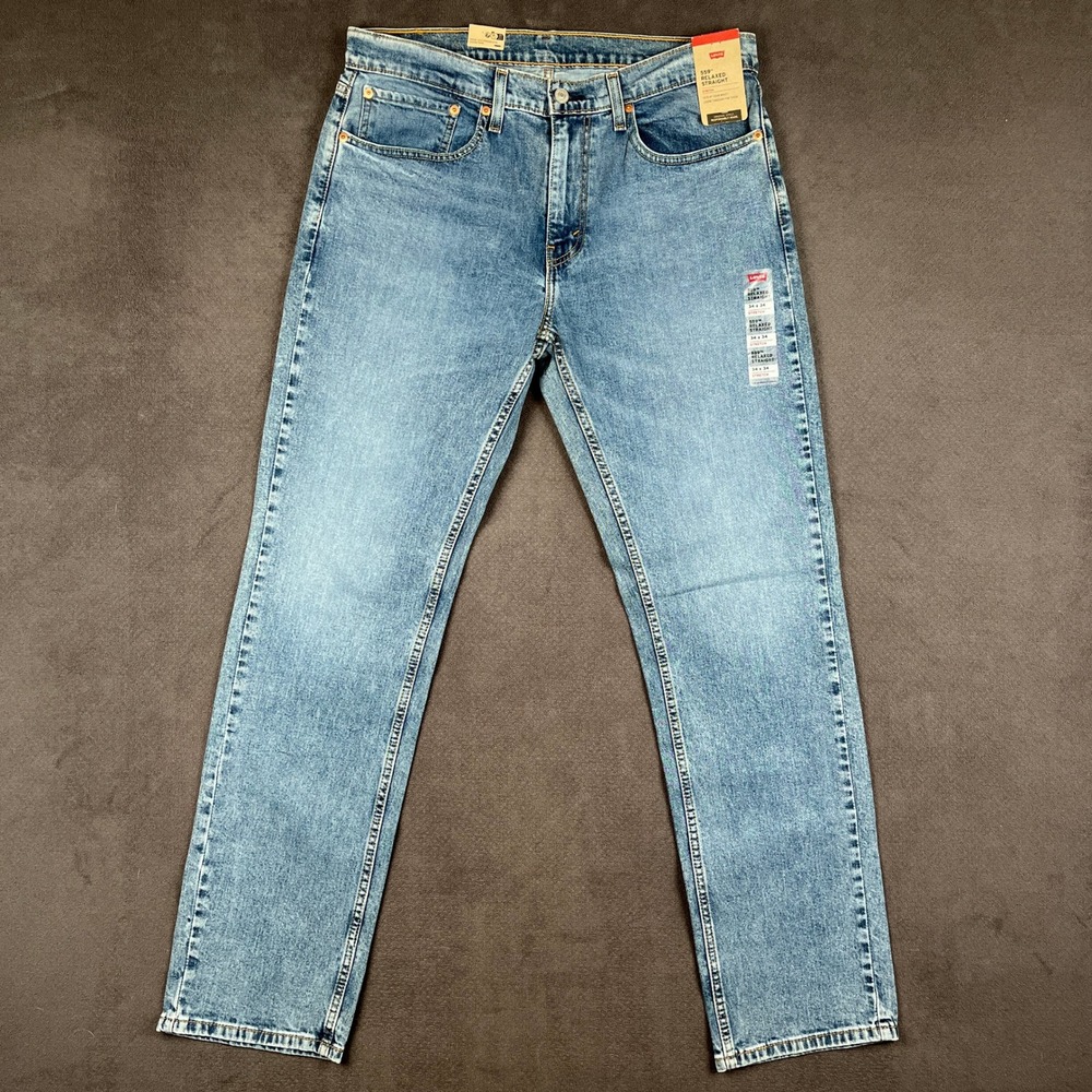 Levis 559 Jeans Mens 34x34 Blue Light Wash Relaxed Straight Stretch Denim NEW